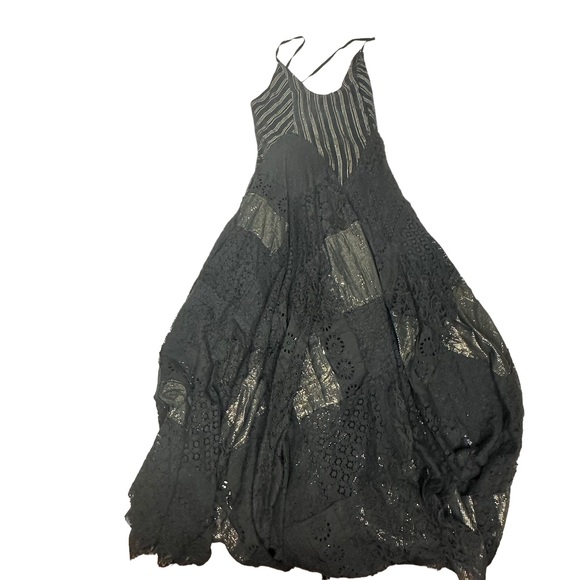 NWT Free People One Black Lace/metallic Aurella Maxi Dress black S - Picture 4 of 13